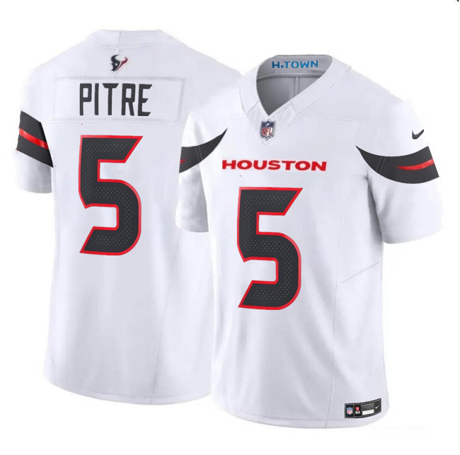Men's Houston Texans #5 Jalen Pitre White 2024 Vapor F.U.S.E. Limited Football Stitched Jersey